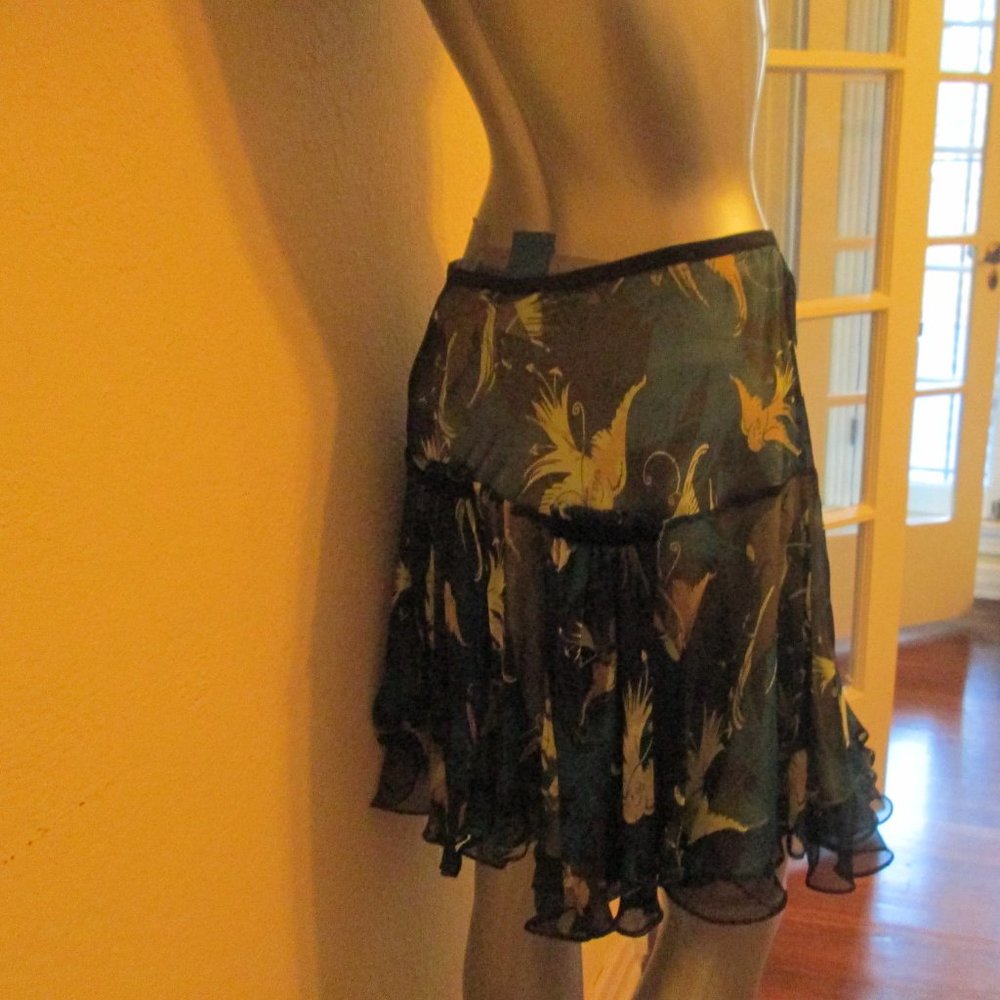 Diane Von Furstenberg Flirty Flounce Skirt Blue Green S M - Picture 5 of 7